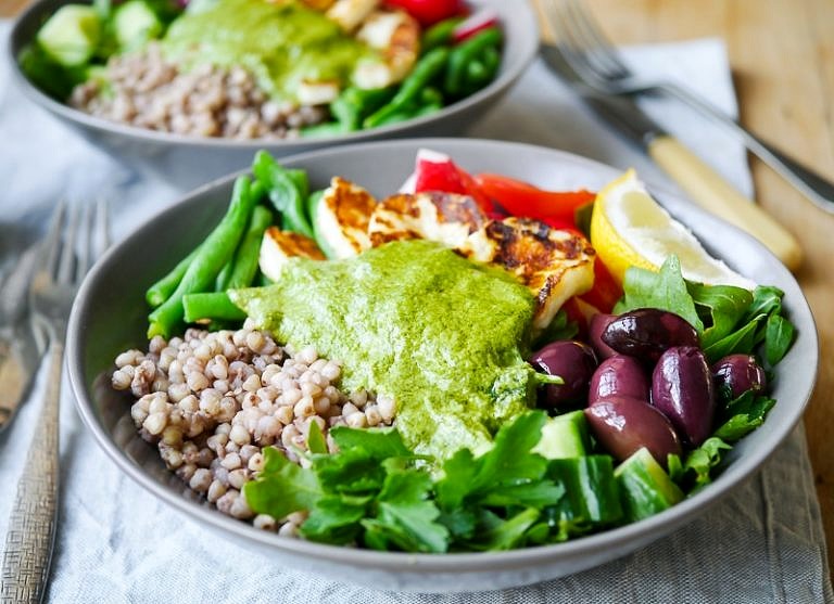 Mediterranean Halloumi Buckwheat Nourish Bowls Nourish Every Day