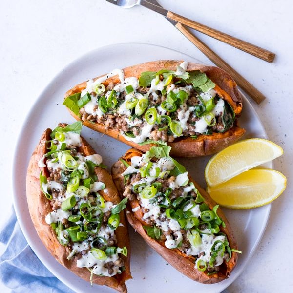 Vegan Stuffed Sweet Potato With Creamy Lentils Nourish Every Day