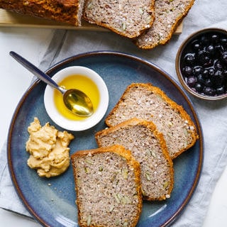 A healthy, and very easy recipe for a vegan buckwheat bread made gluten free using chia seeds, buckwheat flour and almond meal. Recipe via Nourish Everyday
