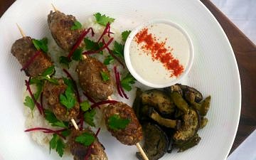 Lamb Kofta on skewers with homemade Tahini Sauce - recipe by Nourish Everyday