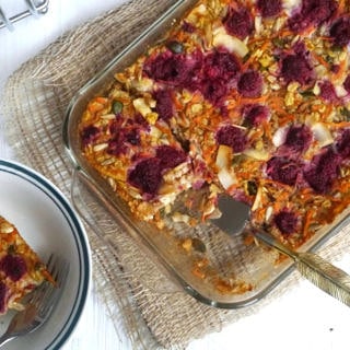 Carrot and Raspberry Porridge Bake