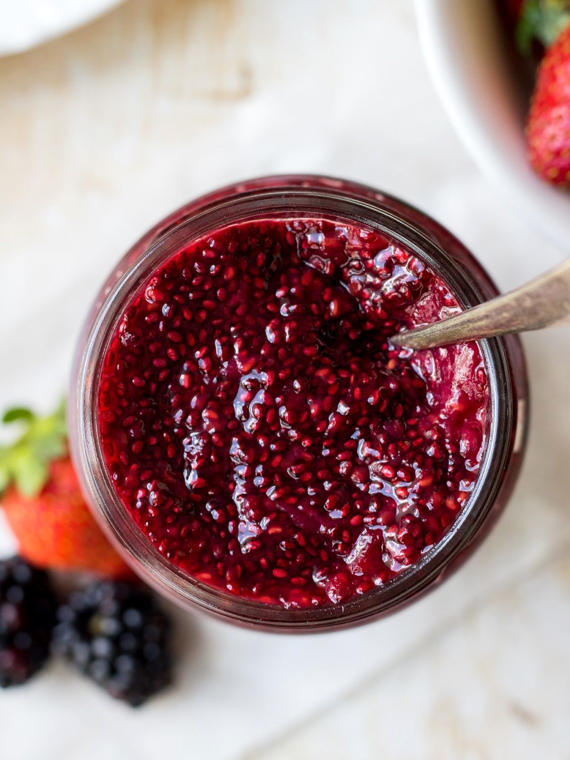 Super Easy Berry Chia Jam (low sugar recipe) - Nourish Every Day