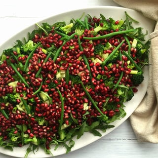 Green Bean, Pomegranate and Broccoli Salad (grain free, gluten free, dairy free, paleo & vegan) - Nourish Everyday