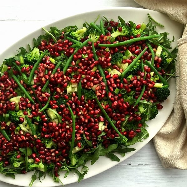 Green Bean, Pomegranate and Broccoli Salad - Nourish Every Day