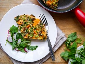 Oven Baked Pumpkin + Spring Onion Frittata | Nourish Everyday | This easy, healthy protein packed dish is perfect for breakfast, lunch or dinner!