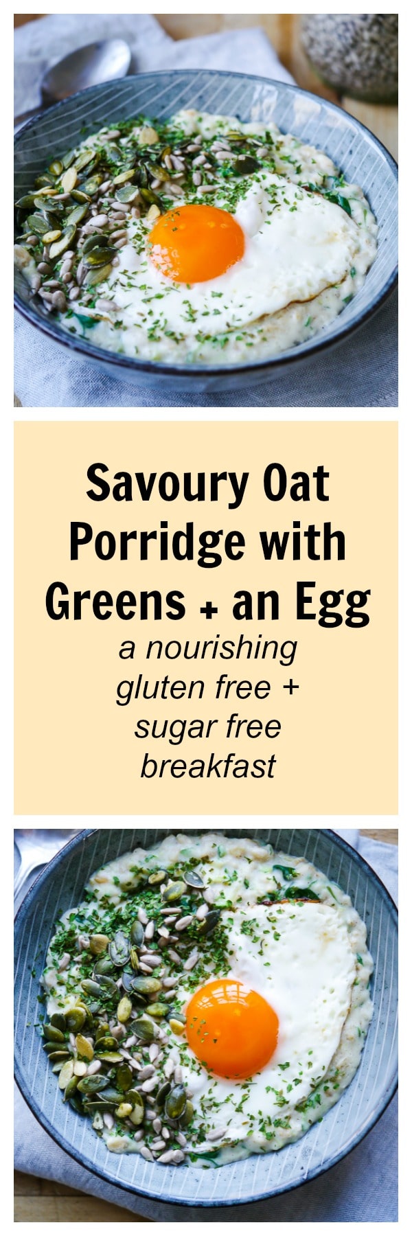 Savoury Oat Porridge with Greens and an Egg | Nourish Everyday | Savoury Oat Porridge is a little different but so incredibly delicious, plus it's a healthy, sugar free way to start the day!