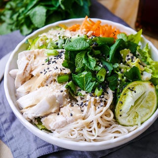 Tamari and Lime Poached Chicken Noodle Salad by Nourish Everyday