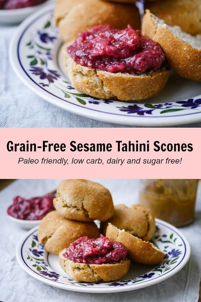 Grain free Sesame Tahini Scones (gluten free, dairy free, paleo friendly, vegetarian) - recipe by Nourish Everyday