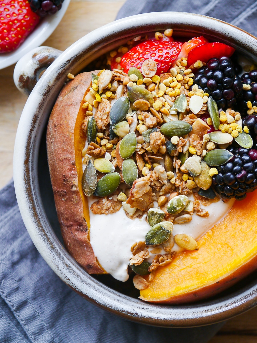 Sweet Potato Breakfast Bowl with Berries | Nourish Every Day