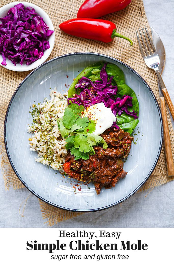 Simple Healthy Chicken Mole by Nourish Everyday - no added sugar and gluten free!