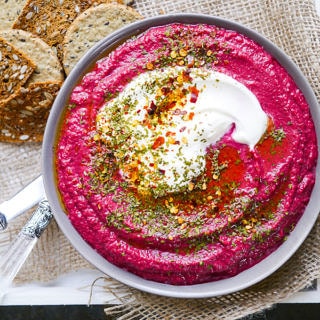 Dairy free Beetroot Lentil Dip recipe. Easy to make, bright, healthy and delicious! A great healthy appetiser or snack that's gluten free and vegan. Recipe via wordpress-6440-15949-223058.cloudwaysapps.com