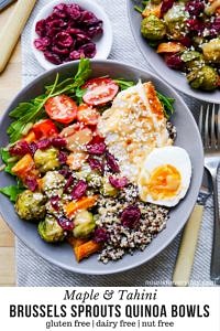 Maple Tahini Brussels Sprouts Quinoa Bowl - Nourish Every Day