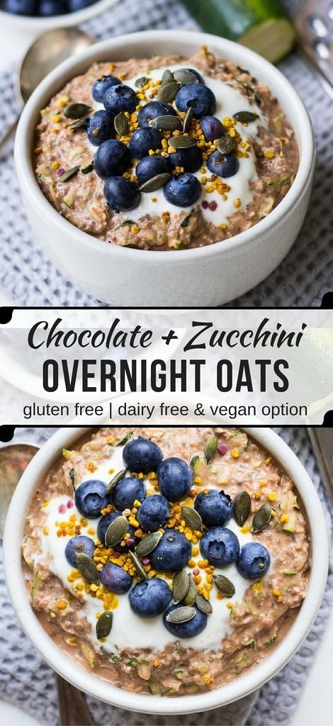 Healthy Chocolate Zucchini Overnight Oats {gluten free, dairy free and vegan friendly recipe} - the perfect breakfast to meal prep in advance, no cooking required!