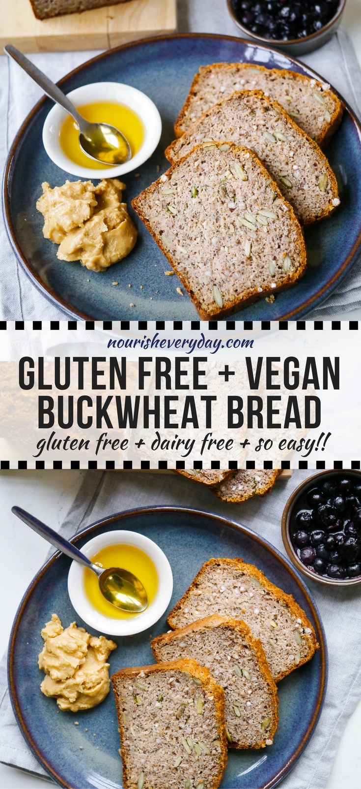 A healthy, and very easy recipe for a vegan buckwheat bread made gluten free using chia seeds, buckwheat flour and almond meal.