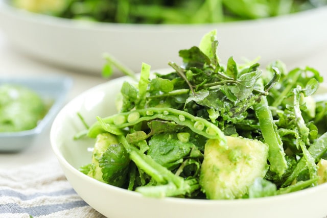 Watercress Avocado Salad with Basil Pesto - recipe for hormone balance by Emma Ellice-Flint