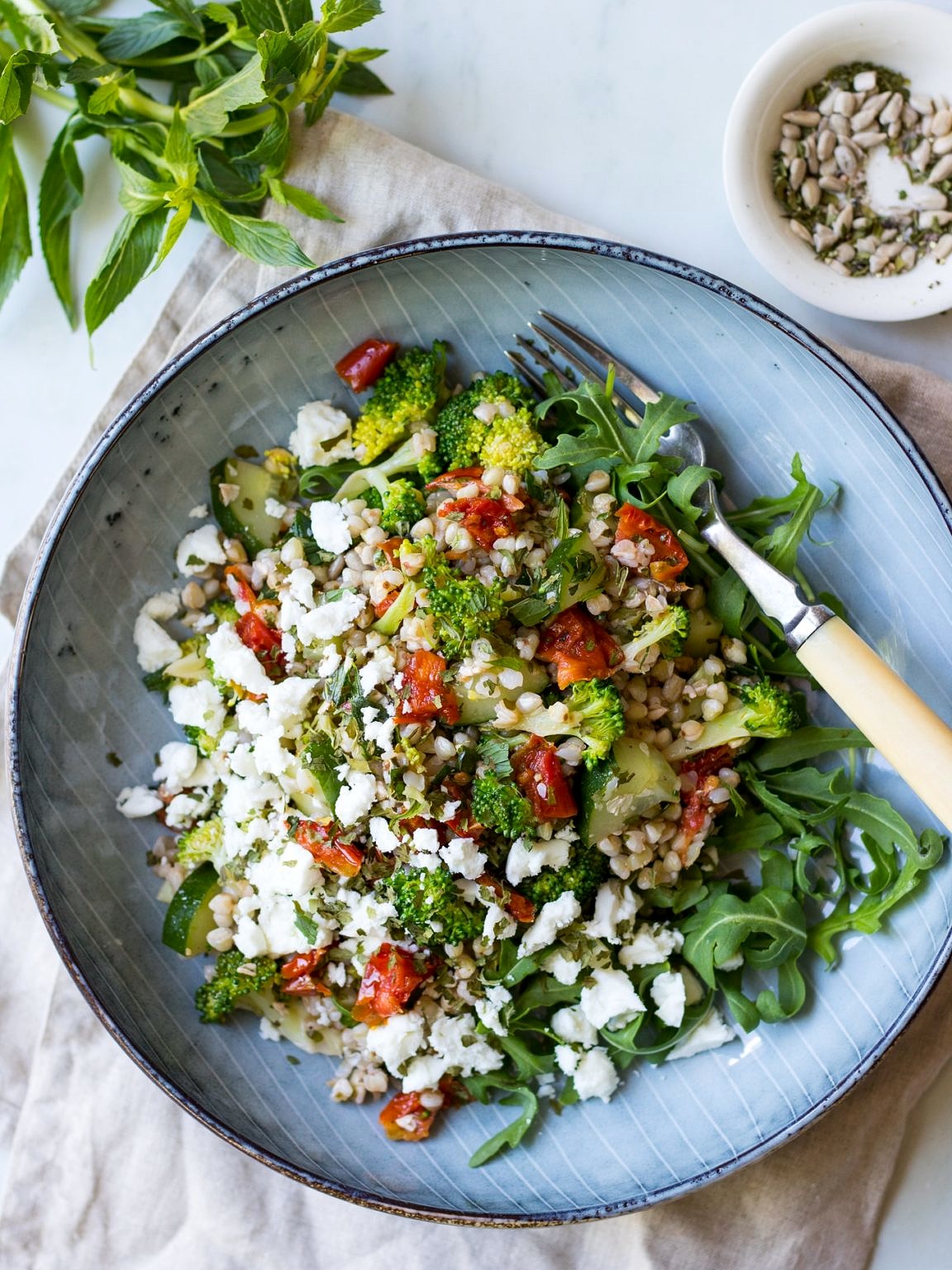 Broccoli Buckwheat Salad with Semi-Dried Tomatoes - Nourish Every Day