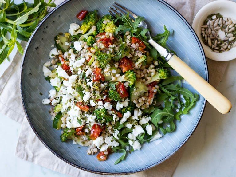 Broccoli Buckwheat Salad with Semi-Dried Tomatoes - Nourish Every Day