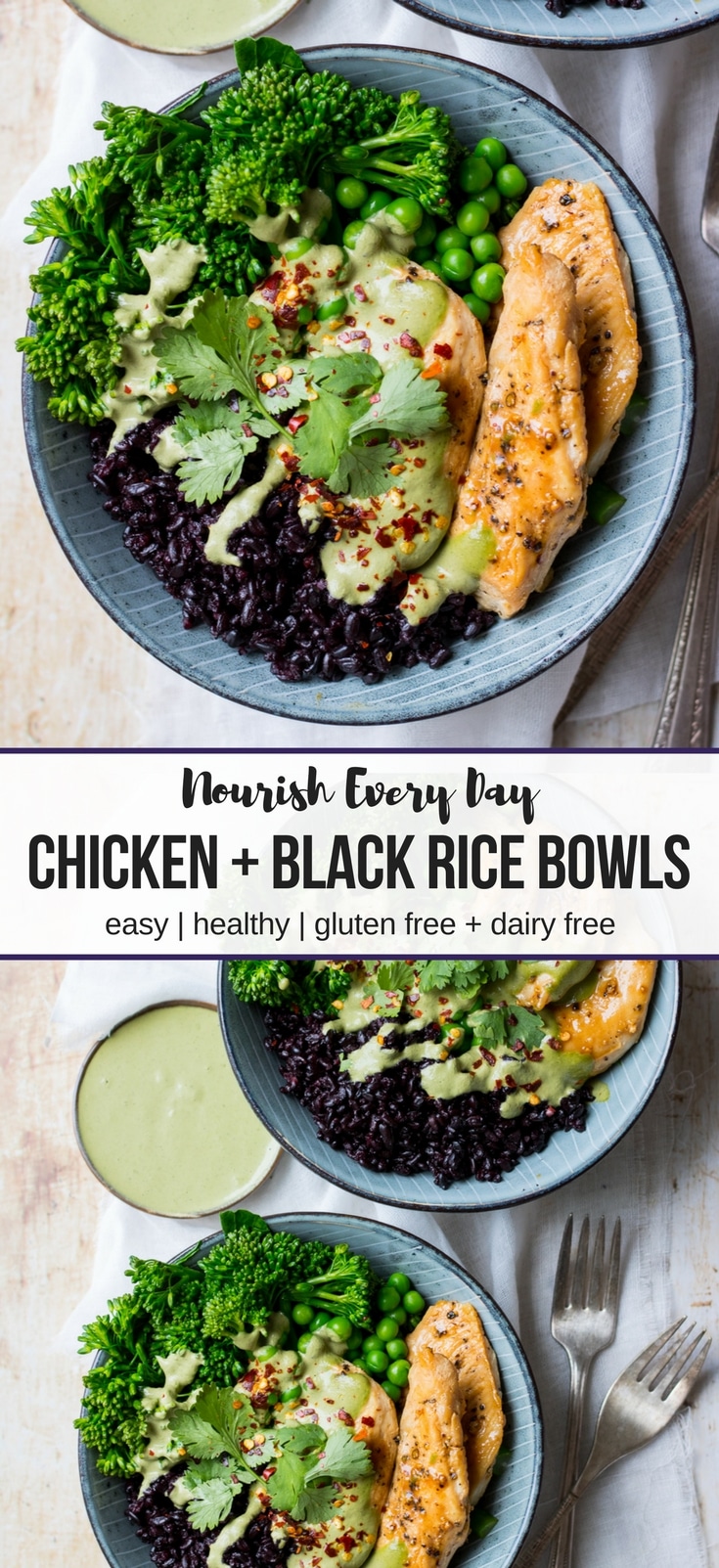 Easy Chicken Black Rice Bowls Pinterest Graphic