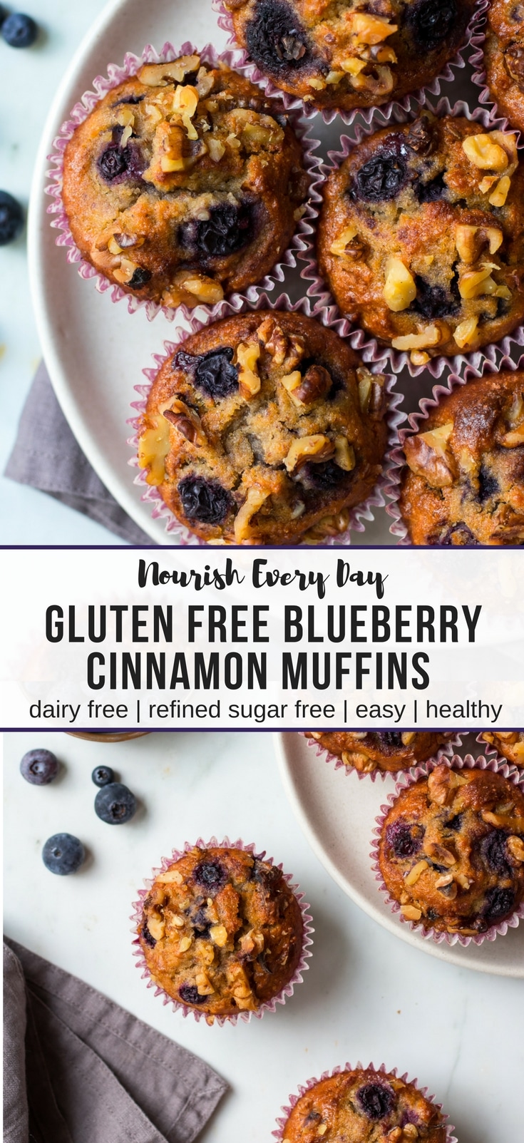 Healthy Blueberry Cinnamon Muffins by Nourish Every Day