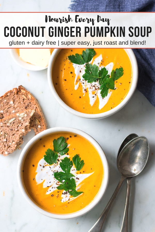coconut ginger pumpkin soup recipe by nourish every day