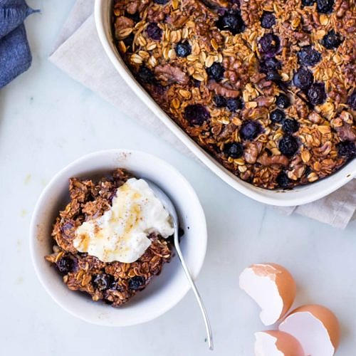 Coconut Blueberry Baked Oats - Nourish Every Day