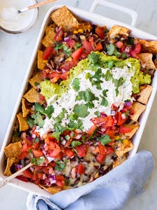 Loaded Vegetarian Mushroom Nachos - Nourish Every Day