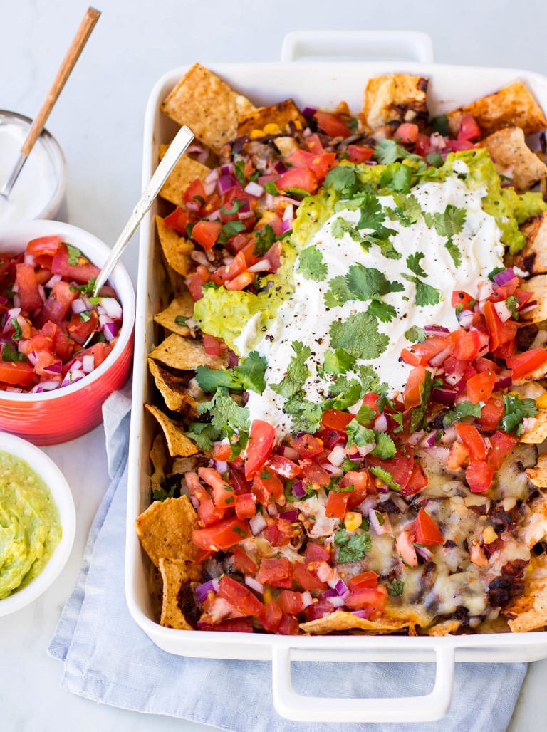 Loaded Vegetarian Mushroom Nachos - Nourish Every Day