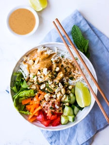 Vermicelli Noodle Bowls with Peanut Butter Sauce - Nourish Every Day