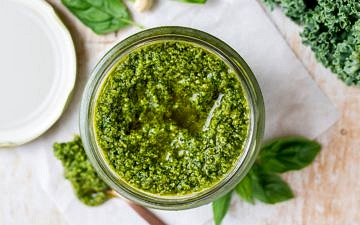 Vegan Cashew Kale Pesto top down shot