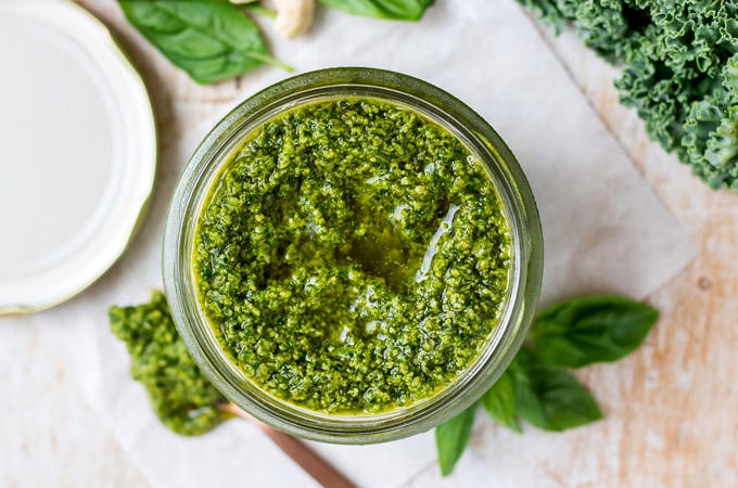 Vegan Cashew Kale Pesto top down shot
