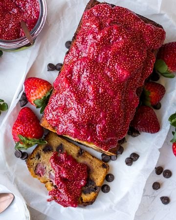 Gluten free Choc Chip Strawberry Cake Recipe by Nourish Every Day Blog