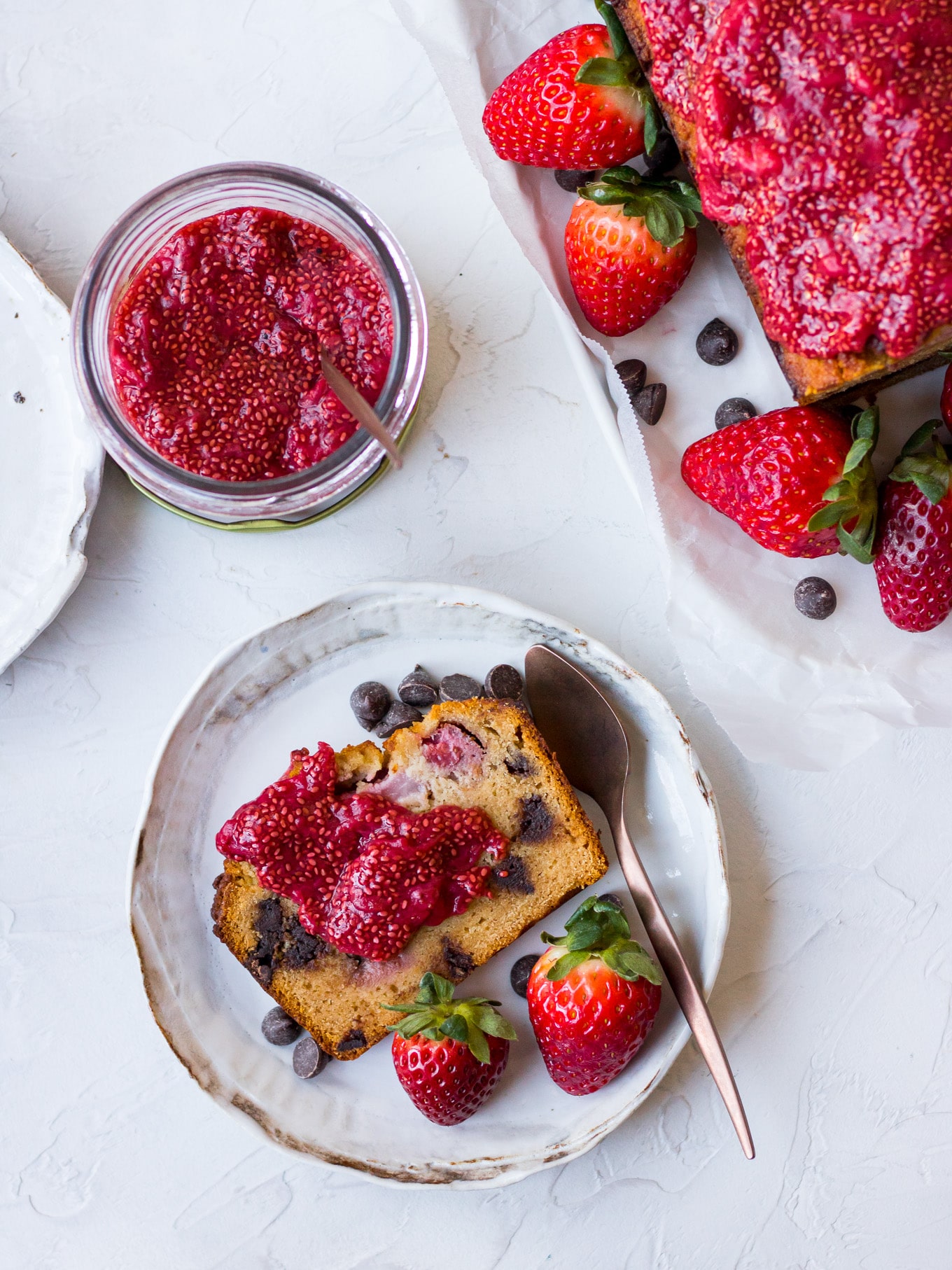 Gluten free Choc Chip Strawberry Cake Recipe on Nourish Every Day Blog