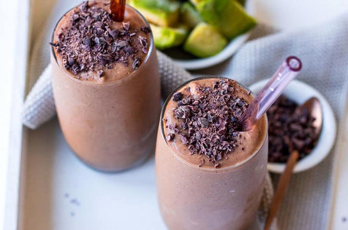 Healthy chocolate avocado smoothie recipe - Nourish Every Day blog