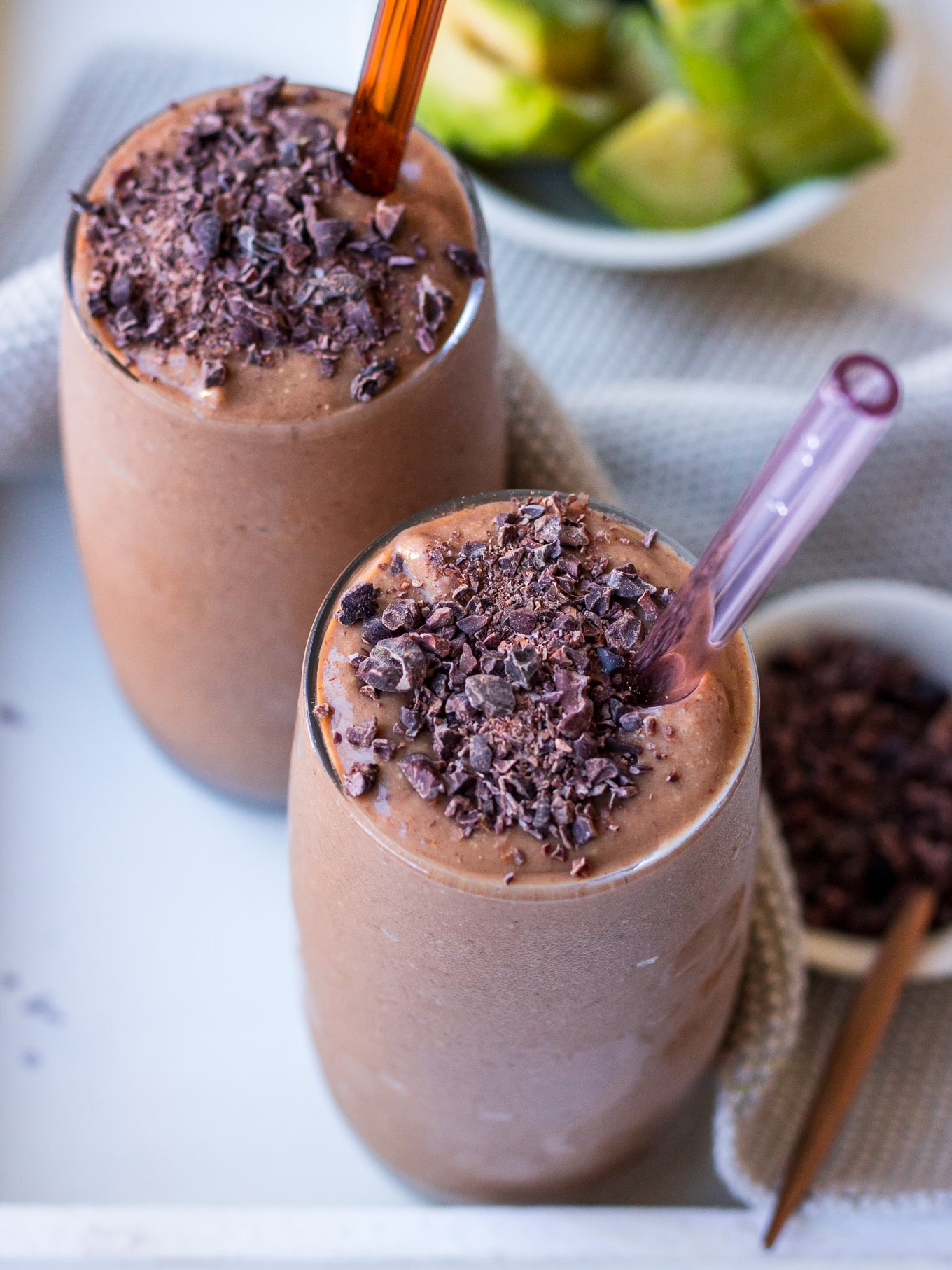 Healthy chocolate avocado smoothie recipe - Nourish Every Day blog