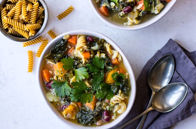 Winter Minestrone with Pulse Pasta on Nourish Every Day Blog
