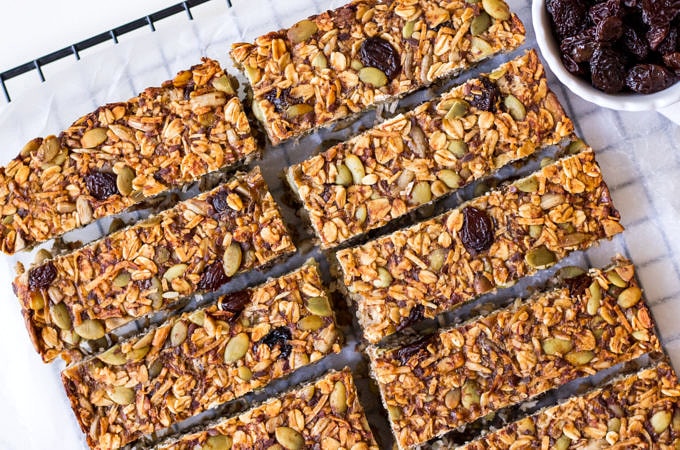 Vegan banana bread muesli bar recipe by Nourish Every Day