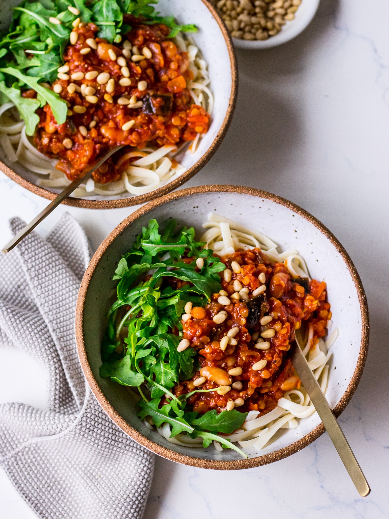Red Lentil Eggplant Bolognese Recipe (vegan) by Nourish Every Day
