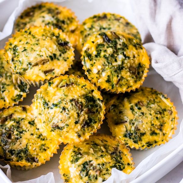 Spinach, Mushroom and Halloumi Egg Muffins - Nourish Every Day