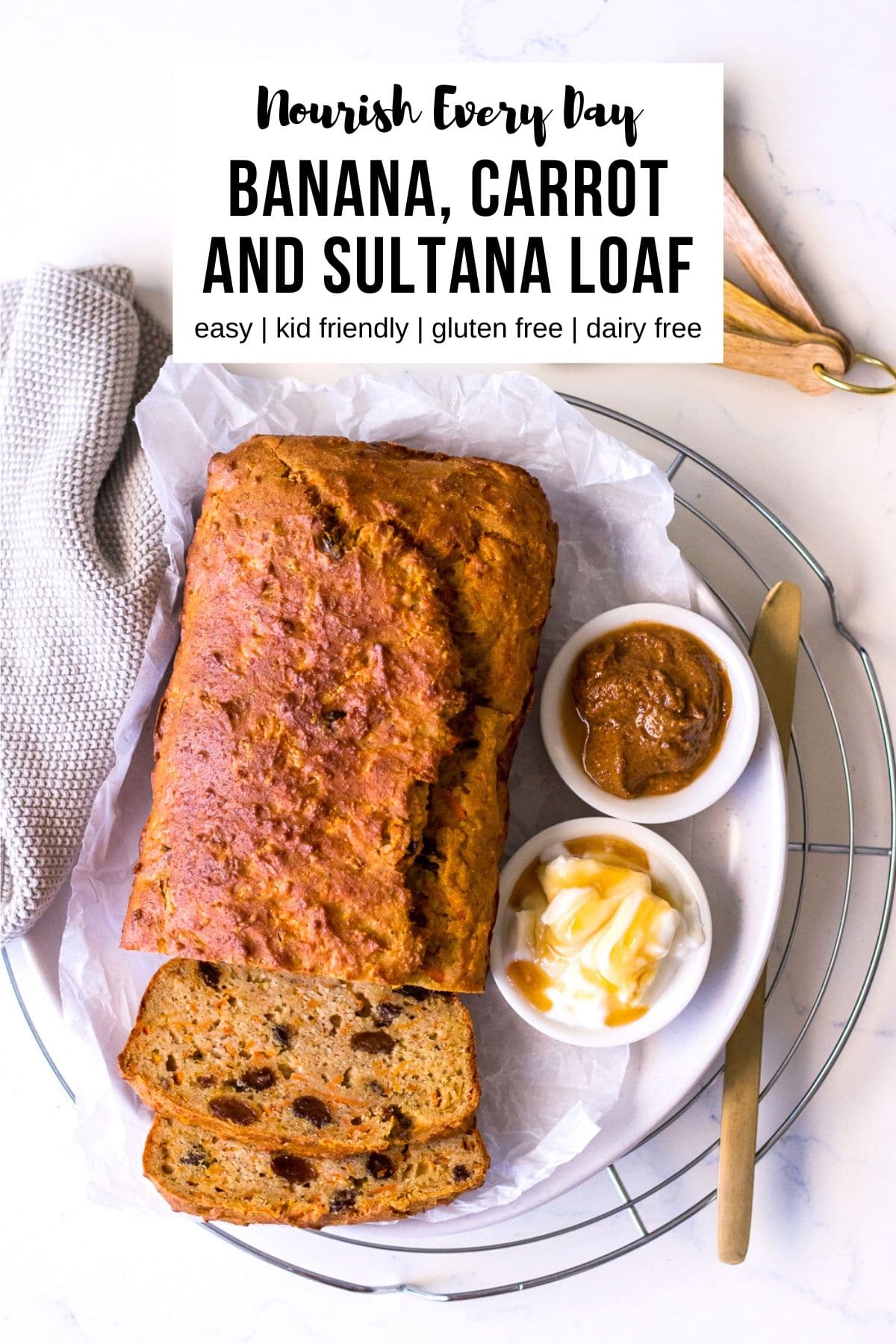 Banana, Carrot and Sultana Loaf Cake Recipe by Nourish Every Day