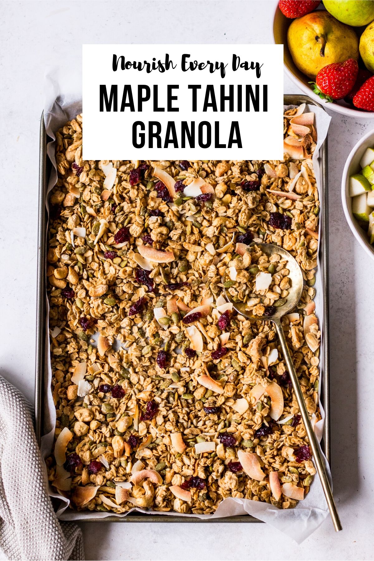 Maple Tahini Granola Recipe Pin by Nourish Every Day