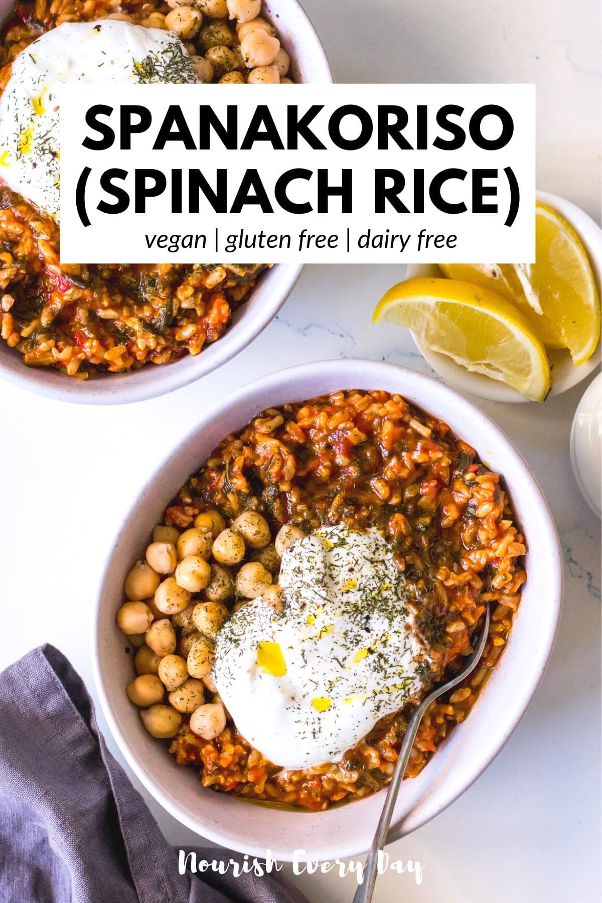 Spanakorizo (Greek spinach and rice) Recipe by Nourish Every Day blog