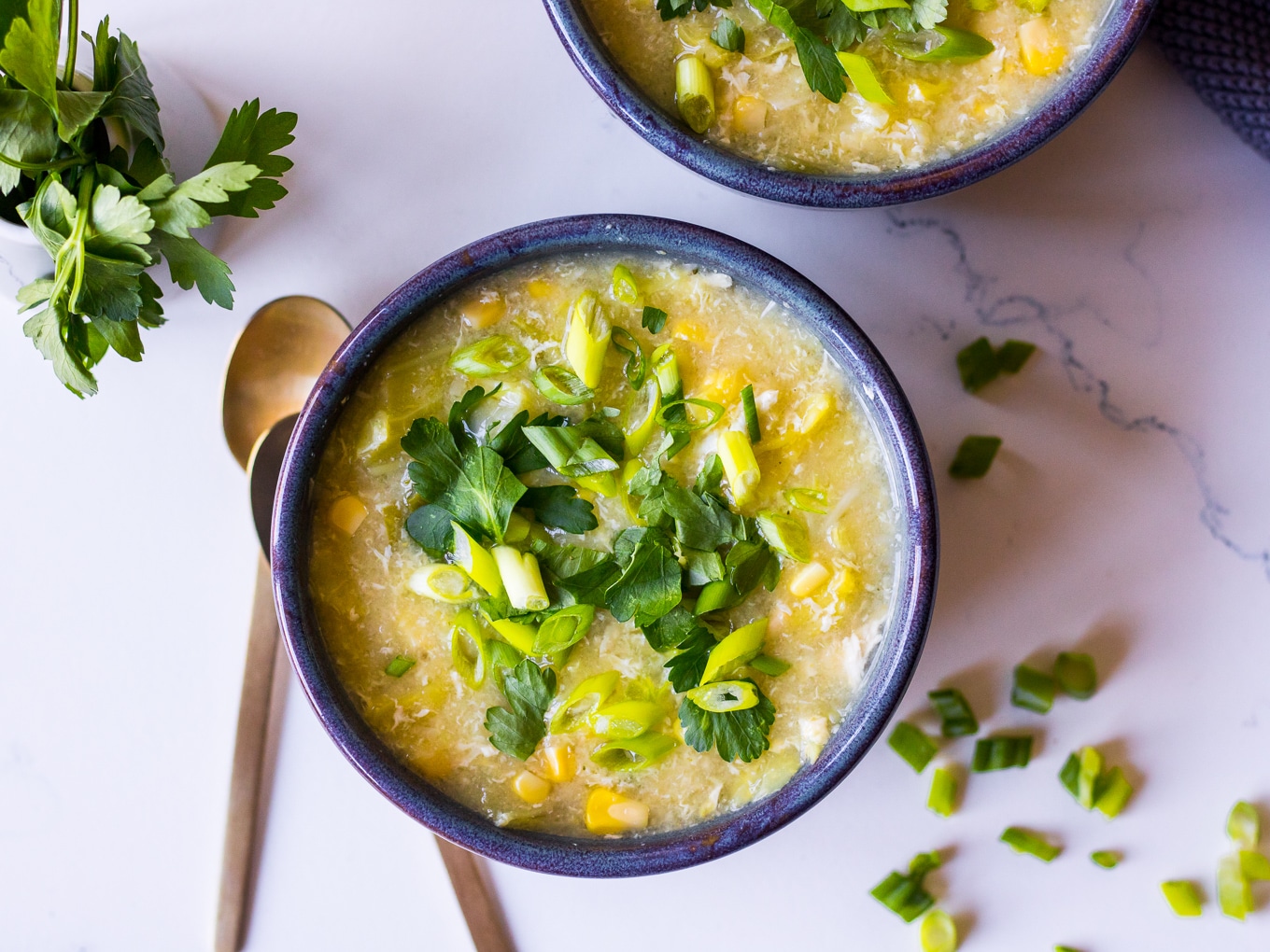 Chicken Sweet Corn Soup recipe by Nourish Every Day Blog