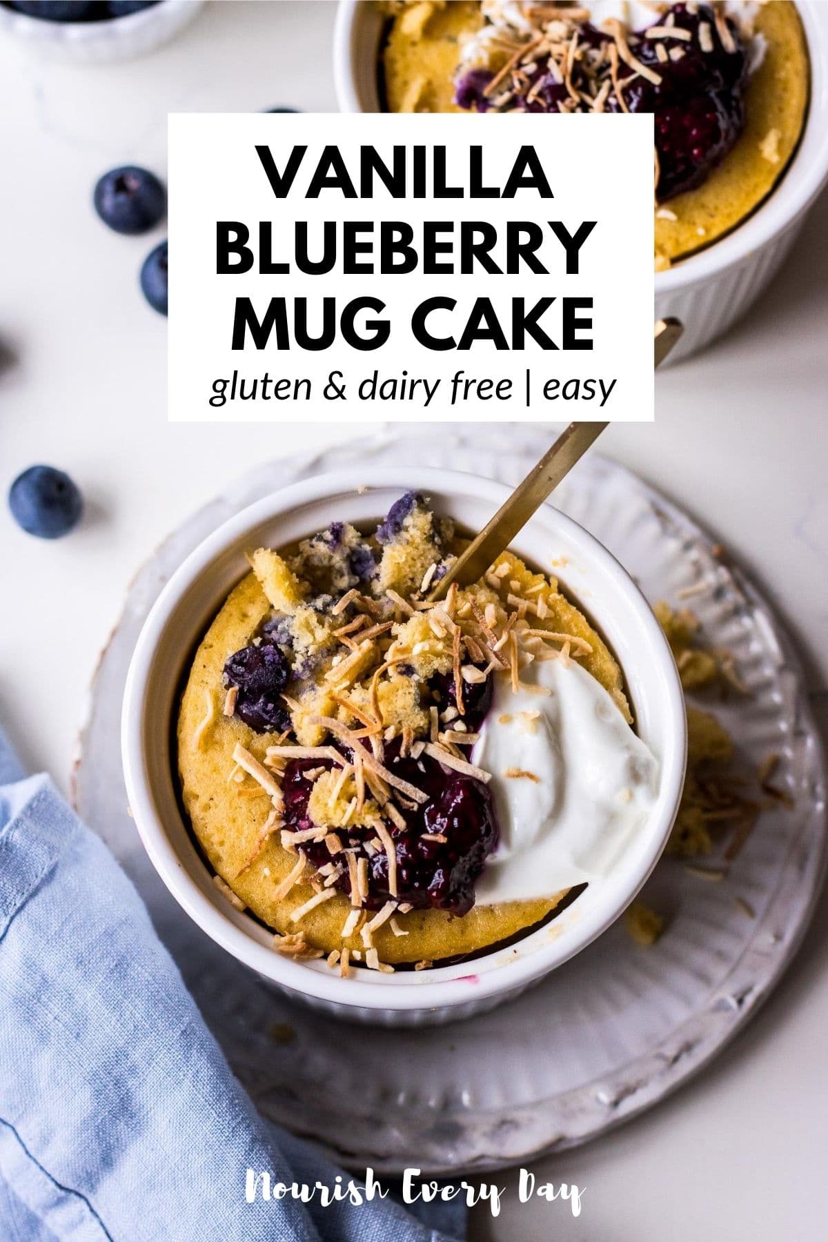 Vanilla Blueberry Mug Cake Recipe Image Pin