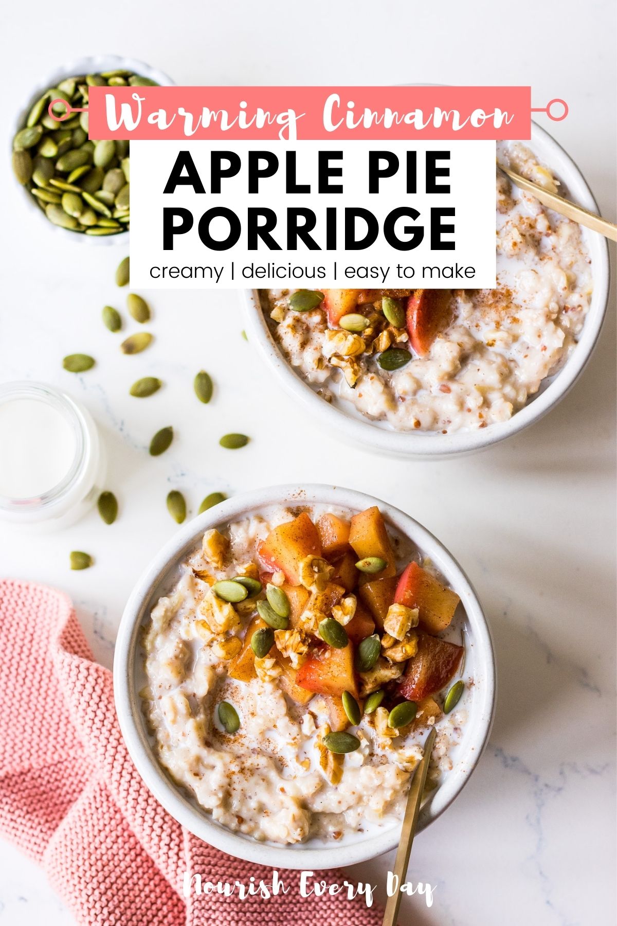 Recipe image pin for Cinnamon Apple Pie Porridge