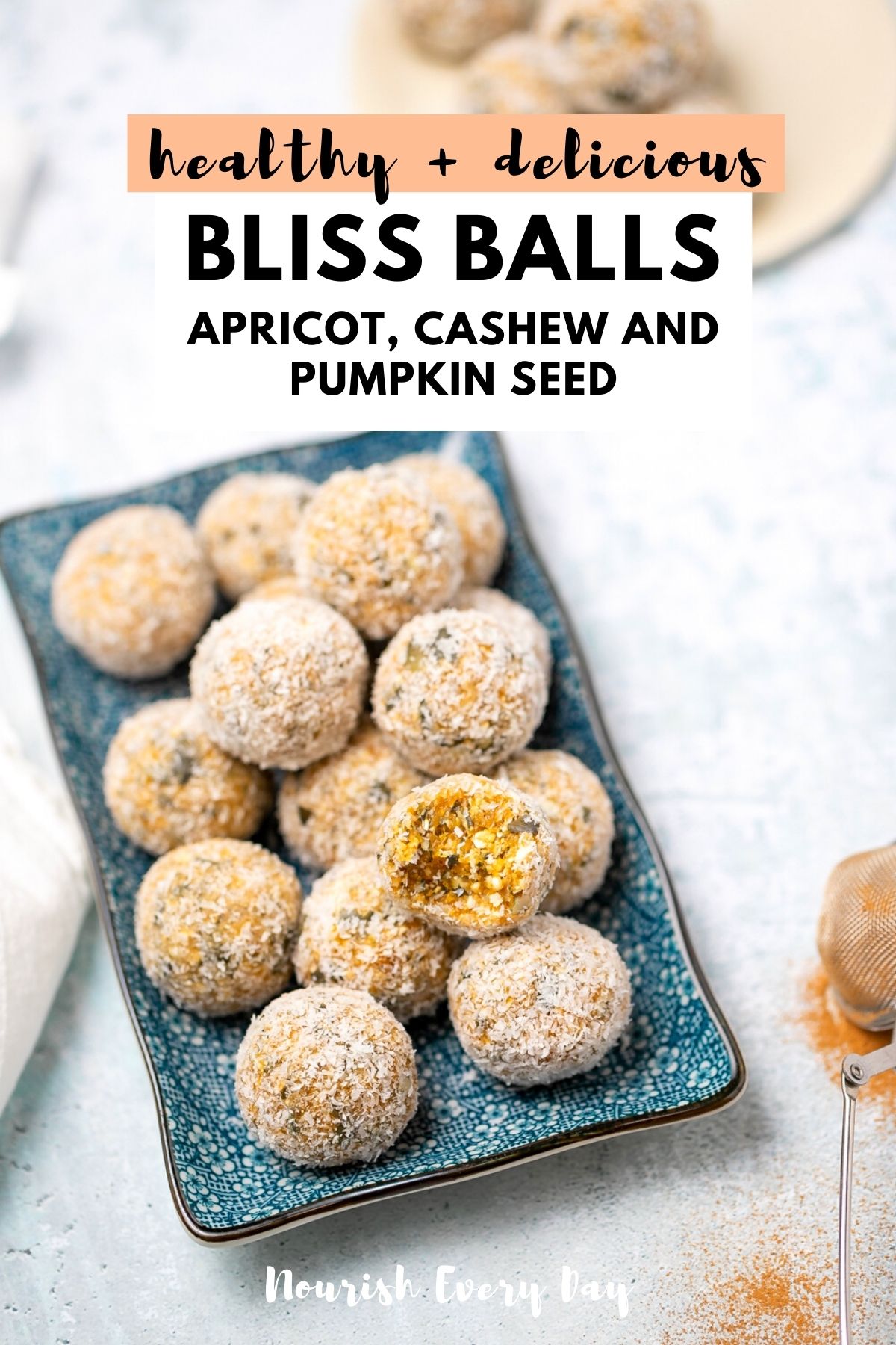 Apricot, Cashew and Pumpkin Seed Bliss Balls Recipe Pin