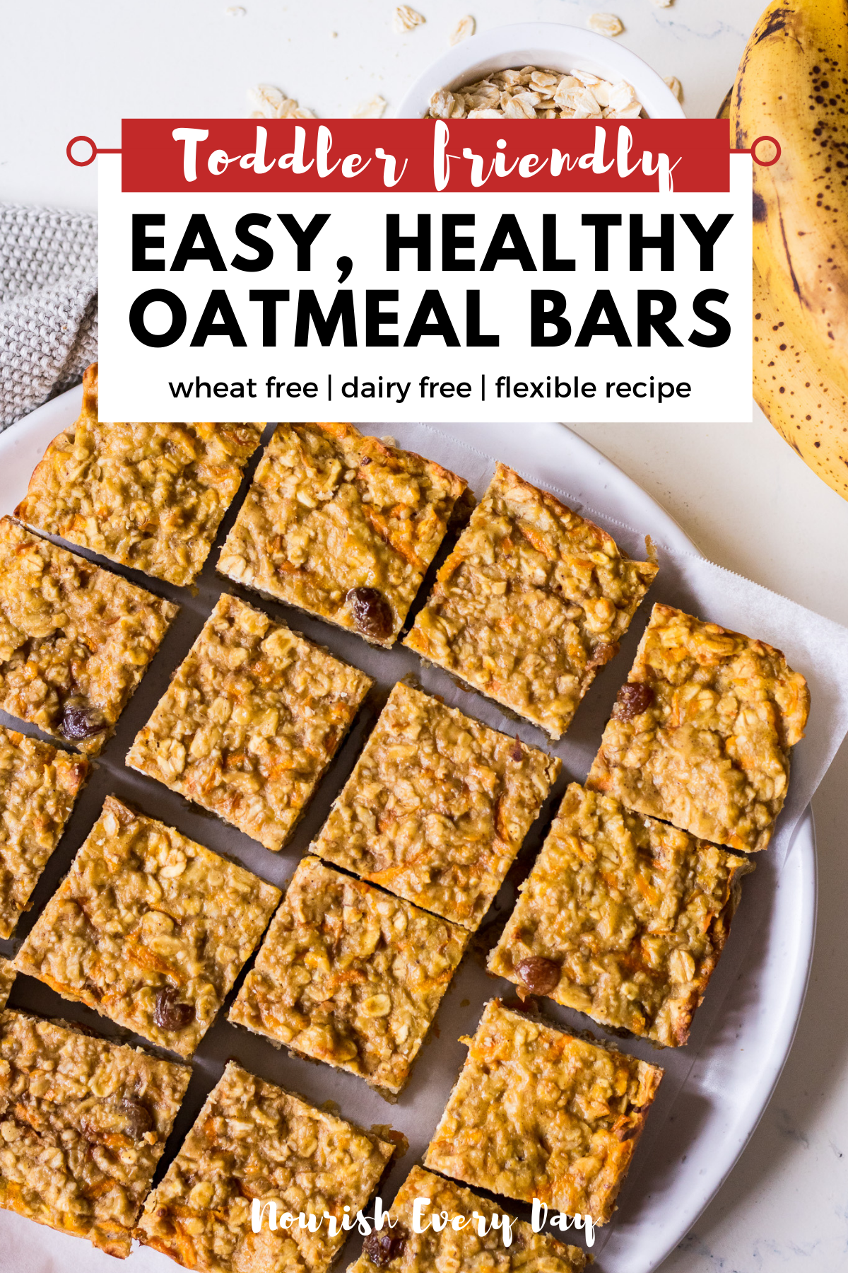 Easy Oatmeal Bars Recipe Pin | Nourish Every Day Blog