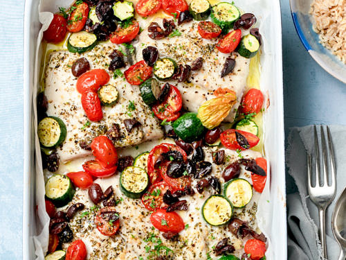 Simple Mediterranean Fish Tray Bake with Vegetables - Nourish