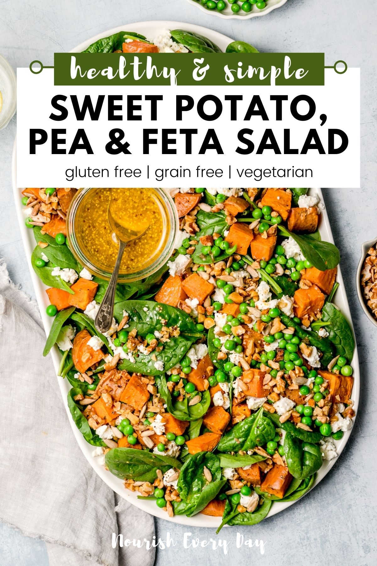 Sweet Potato, Pea and Feta Salad Recipe Pin by Nourish Every Day