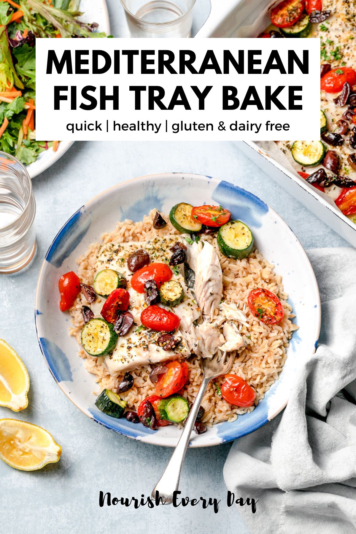 Mediterranean Fish Tray Bake Recipe Pin Image