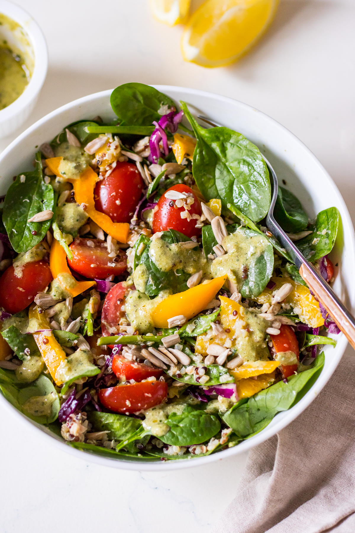 Tuna Pesto Quinoa Salad (high protein and gluten free) - Nourish Every Day